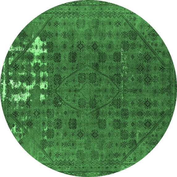 Ahgly Company Indoor Round Persian Emerald Green Bohemian Area Rugs, 3' Round