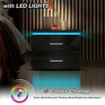 thumbnail image 3 of Hommpa LED Nightstand Set fo 2 High Gloss Modern Bedside Table 2 Drawers Handle Black Smart Nightstands Led Light Small End Side Table for Bedroom Living Room 15.4 inch Tall, 3 of 9