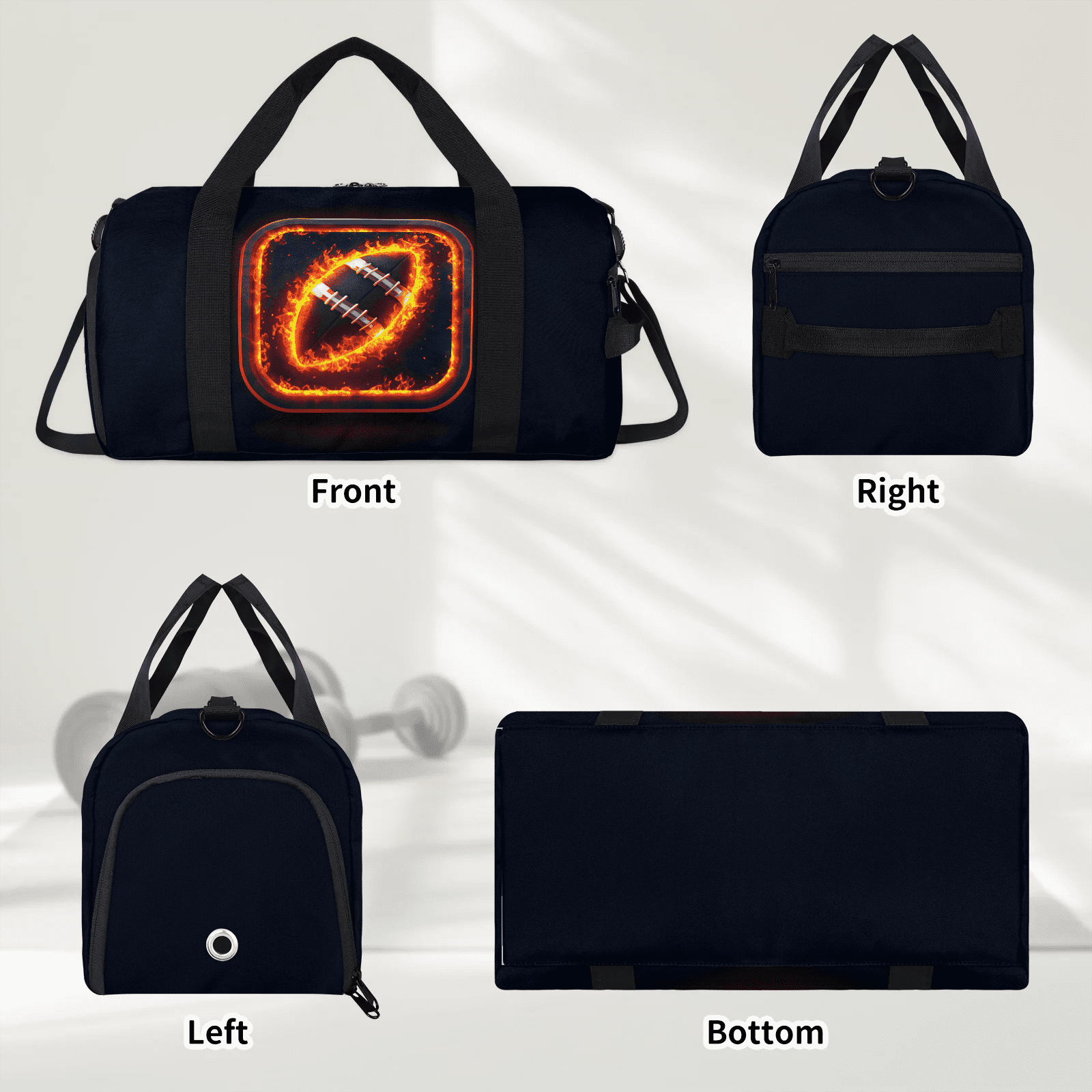 Duffle Bag for Men Small Overnight Travel Sport Gym Bag Weekender Carry On Shoulder Bag with Shoe Compartment,Football Pattern