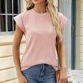 thumbnail image 6 of Womens Textured Short Sleeve Tops Crew Neck Knit Solid Color Loose Casual Basic T Shirts Summer Casual Fashion Blouses (Orange S), 6 of 6