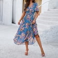 thumbnail image 2 of 2025 Women's Dresses Spring/summer Style Printed Short Sleeved Dress With Waist, 2 of 4