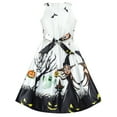 thumbnail image 3 of Girls Dress White Halloween Witch Bat Pumpkin Costume Halter Dress 12 Years, 3 of 8