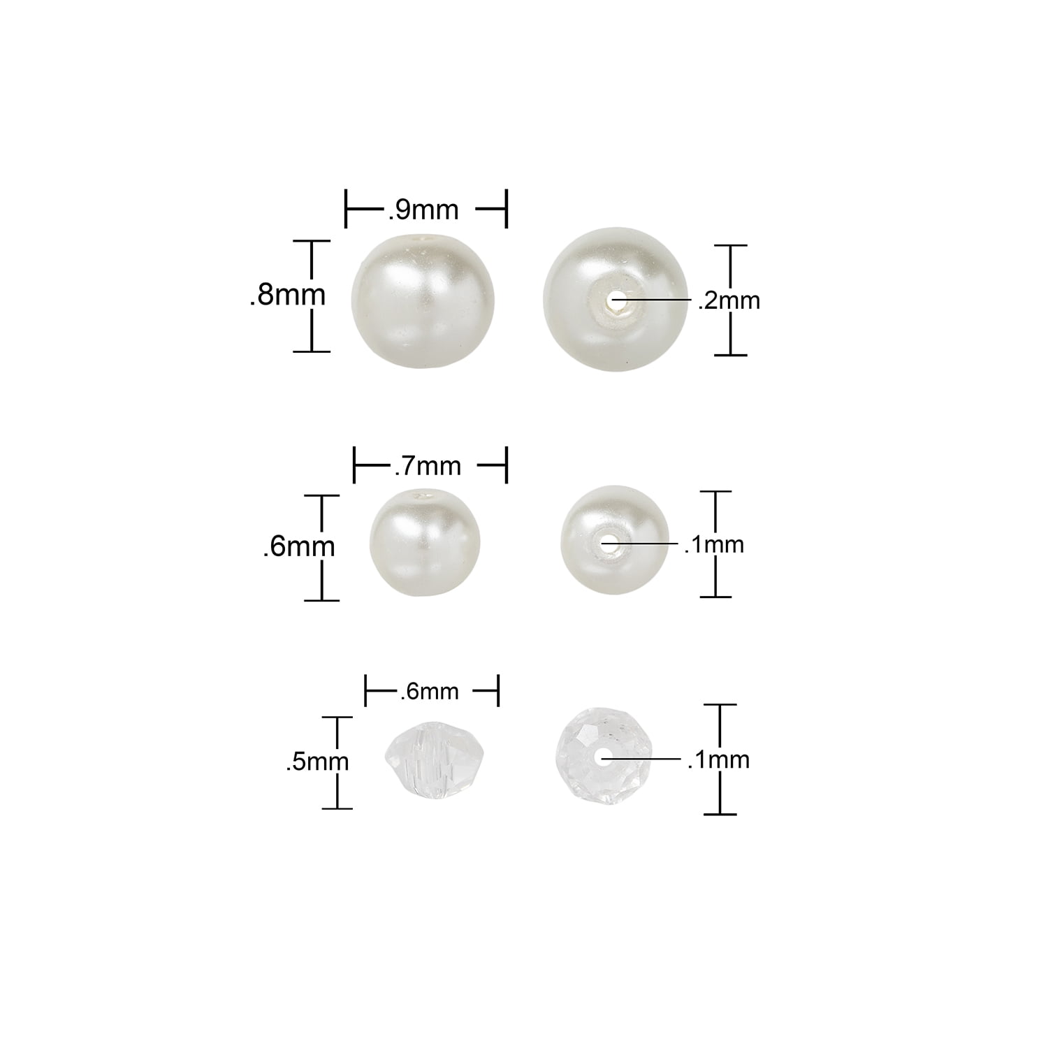 CousinDIY 32-Inch White Round Glass Pearl Bead Strand Unisex AJM63500476