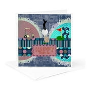 3dRose, Golf Theme Fathers Day, Abstract, Golf Ball on Tee, Man Golfer on Top, 1 Greeting Card with envelope