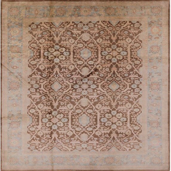 Ahgly Company Machine Washable Indoor Square Industrial Modern Dark Salmon Pink Area Rugs, 4' Square