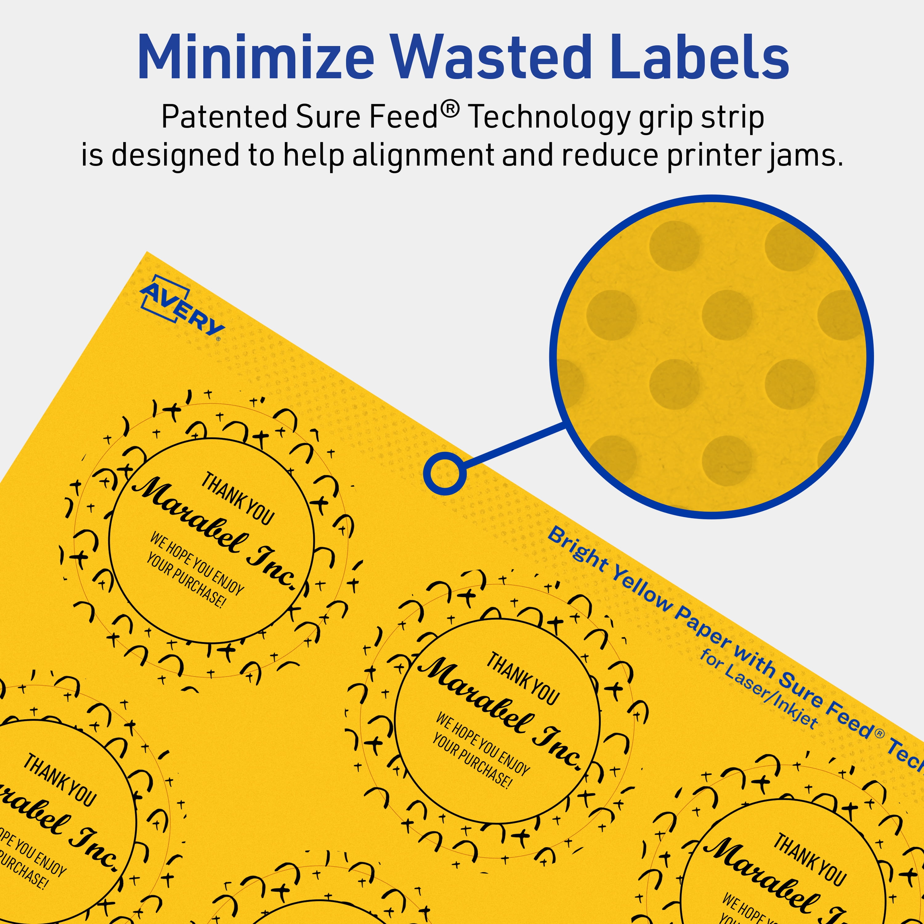 Avery Printable Round Labels, Bright Yellow, 2" Diameter, 480ct