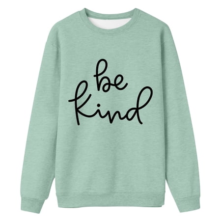 FYEGRE Ladies Off Shoulder Printed Sweatshirt Long Sleeve Round Neck Casual Fashion Top for Everyday Wear Women s Hoodless Sweatshirt Green XL