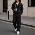 thumbnail image 7 of MXALUOB Track Suits for Men Waffle Knit Full Zip Hoodie with Pocket & Elastic Waist Open Bottom Pant 2 Piece Set Athletic Jogging Activewear, 7 of 7