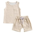 thumbnail image 3 of oqasdz Toddler Boy Clothes Sleeveless Crew Neck Undershirts Kids Tank Tops and Shorts with Pockets Casual Athletic Clothing Sets, 3 of 5