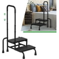 thumbnail image 3 of LUCKUP Step Stool with Handle, 2-Step Stools with Adjustable Handrail & Reinforced Leg, Bedside Stair Stool for Adults Elderly Children, Non-Slid Foot Bed Steps for High Beds, Kitchen, Bathtub, 3 of 8