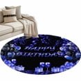 thumbnail image 6 of Happy Birthday Blue Round Rug 3ft Washable Circle Entryway Rugs Non Slip Gifts Balloons Goblet Glitter Ribbons Black Area Rug Indoor Floor Carpet for Bedroom Kitchen Home Office Dining Room, 6 of 8