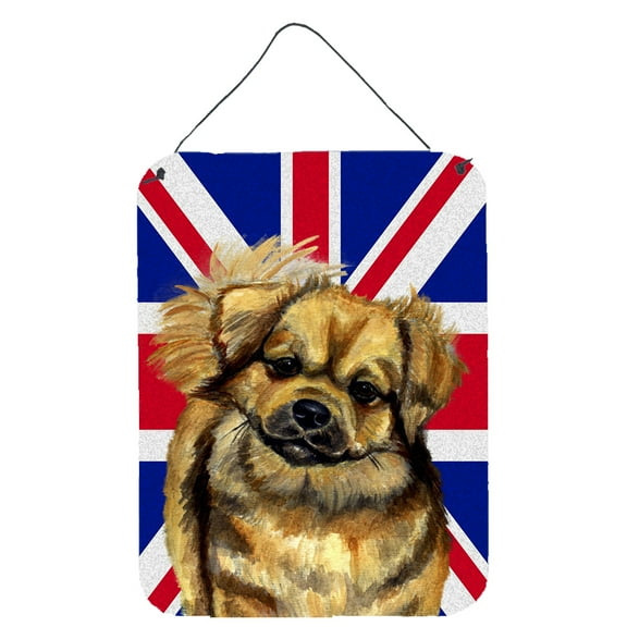 Tibetan Spaniel with English Union Jack British Flag Wall or Door Hanging Prints