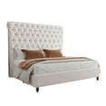 thumbnail image 4 of VanAcc Queen Size Bed Frame, 60" Tall Sleigh Headboard Bed with Velvet Upholstered Platform, Cream, 4 of 8