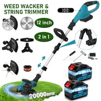 GVDV 2 in 1  Weed Wacker and String Trimmer, BLDC Motor, 2 Pcs 24V Batteries, 3 Blades, Adjustable Length - Lightweight Lawn Edger & Brush Cutter for Yard and Garden
