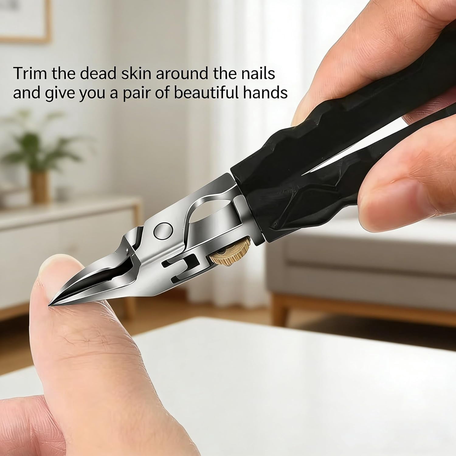 Black Anti-Slip Grip Gear Lock Nail Clipper Set | Professional Toenail Clippers for Men & Seniors with Precision-Cut Curved Tips & Groove Access Design