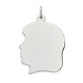 thumbnail image 1 of 14K White Gold Plain Large Facing Left Engravable Girl Charm, 1 of 2