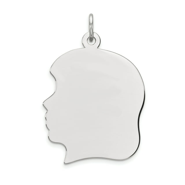 14K White Gold Plain Large Facing Left Engravable Girl Charm