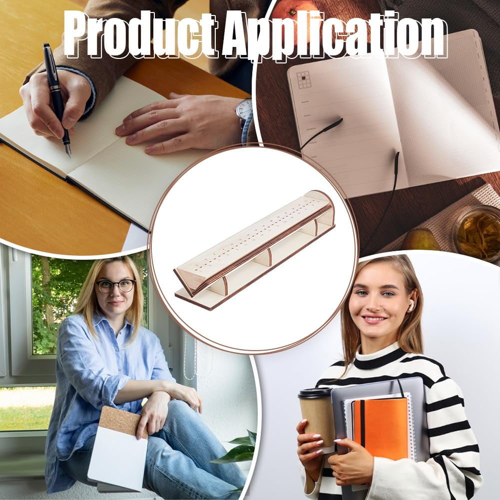 Old Lace Wood Bookbinding Punching Cradle with Piercing Guide 13.1x2.5x2.4inch Book Binding Tool for DIY Crafts Notebook Journals Planners Brown