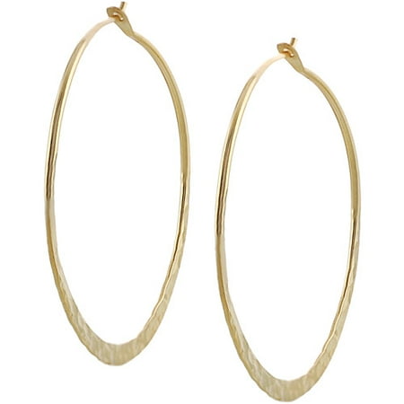 Brinley Co. Sterling Silver Handcrafted Gold-Fill Hammered Hoop Earrings