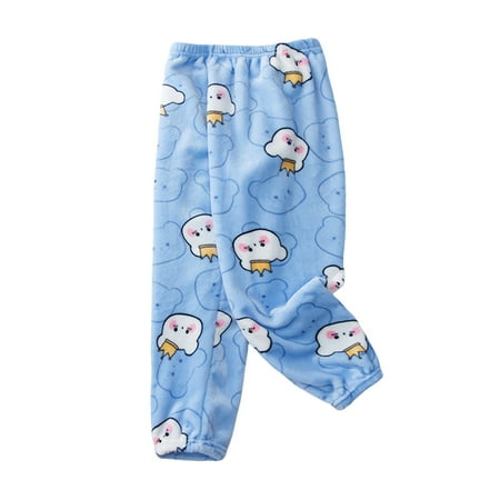 

Toddler Boys and Girls Pants Cotton Sweatpant Toddler Children Pants Winter Girls Boys Trousers Cartoonprinted Warm Pants Beach Pants Blue