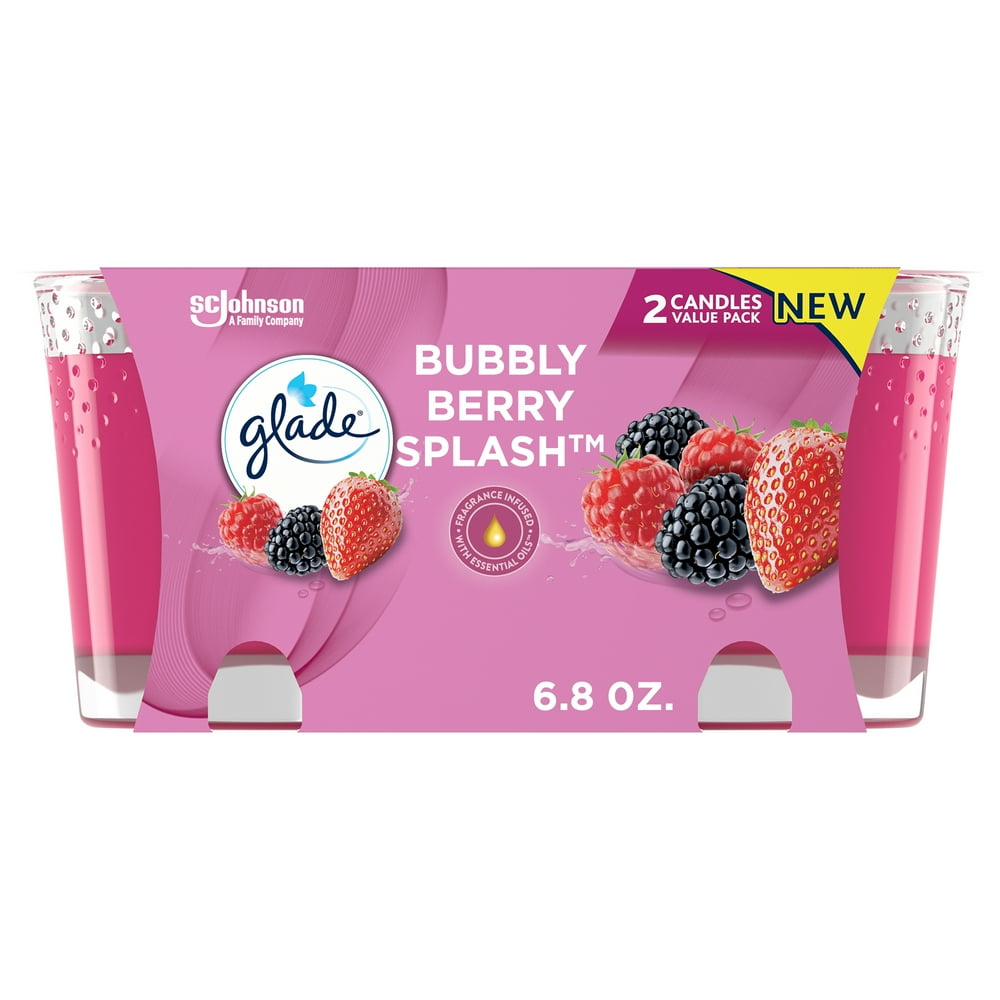 Glade Jar Candle, Scented Candles, Bubbly Berry Splash, Twin Candle, 6.