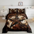 thumbnail image 3 of Manfei Tribal Texas Stars Full Size Comforter Sets, Hippie Cow Print Bedding Comforter Set, Western Rustic Framhouse Reversible Bedding Sets, Breathable Home Decor, 3 Pieces, 3 of 9