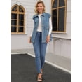 thumbnail image 7 of DARING DIVA Women's Button Down Oversized Sleeveless Utility Jean Jacket S Grey Blue, 7 of 7