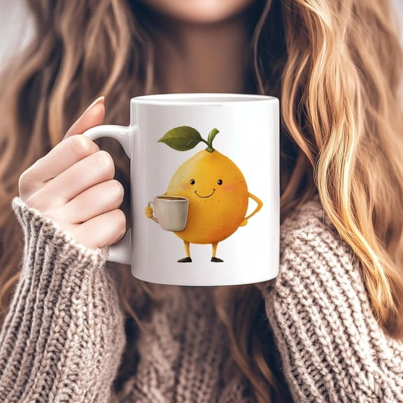 Lemon Mug with Coffee, Cute Lemon Gift, Citruover Mug, Funny Fruioffee Cup, Yellow Kitchen DE1cor, Zesty Morning Mug, 11oz Lemon Cup
