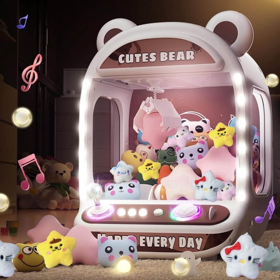Interactive Kids Claw Machine with USB & Battery Power - Educational Grabber Game with Squishy Toys, Carnival Music, and 360° Joystick for Ages 3 