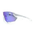 thumbnail image 6 of Boys Color Mirror Sportsmans Shield Oversized MTB Wrap Around Plastic Sunglasses White - Green Mirror, 6 of 7