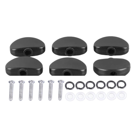 6 Pcs Guitar Machine Head Button Half Round Plastic Comfortable Grip Universal Tuning Peg Replacement Tip Black--