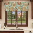 thumbnail image 6 of Teal Green Boho Floral Curtain Valances for Windows, Kitchen Valance Window Treatments Panel 2 Pack, Vintage Abstract Art Ethnic Flowers Rod Pocket Short Curtains for Bathroom Bedroom 60 x 18 Inch, 6 of 8