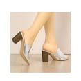 thumbnail image 7 of BLISSFUL STEP Women's Open Toe Slide Block High Heels Sandals Silver 7, 7 of 7