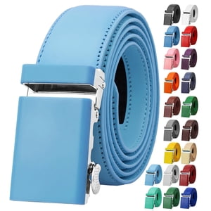 Falari Men's Genuine Leather Ratchet Belt Light Blue