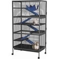 thumbnail image 2 of Royalbelle Black 5-Tier Large Metal Cage for Rabbits, 6-Tier with Ramps & Wheels, 2 of 7