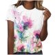 thumbnail image 2 of Fiudx Ofertas Relámpago Blusa de Manga Corta con Estampado de Moda para Mujer, Camiseta con Cuello Redondo, Tops Informales, 2 of 4