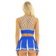 thumbnail image 5 of Sxiwei Womens Cheerleading Costume Dress Crop Top with Mini Pleated Skirt Cheer Leader Outfits Blue S, 5 of 7