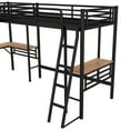 thumbnail image 4 of Euroco Metal L-Shaped Twin Size Loft Bed with Two Desk for Kids Teens Bedroom, Black, 4 of 12