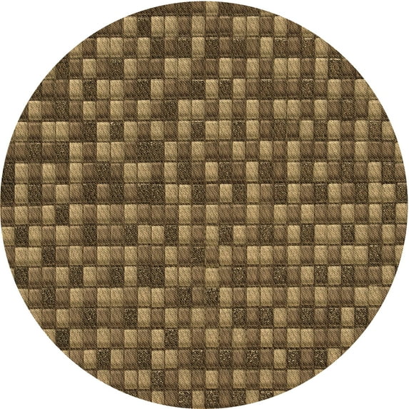 Ahgly Company Machine Washable Indoor Round Transitional Cinnamon Brown Area Rugs, 4' Round
