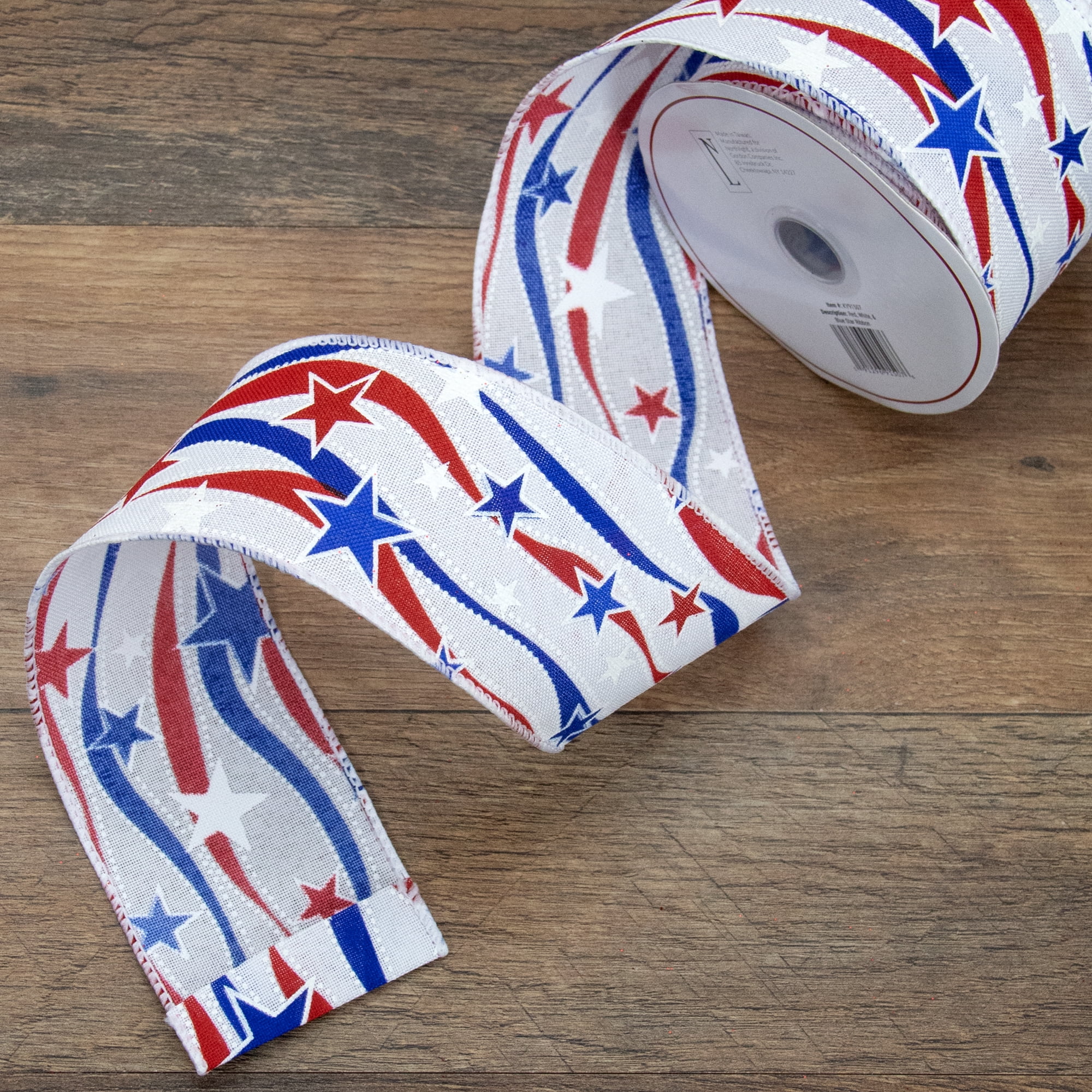 Patriotic Stars and Stripes Wired Craft Ribbon 2.5" x 10 Yards