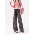 thumbnail image 2 of Pantalones grises de pierna ancha casuales de nicho con diseño suelto y dulce estilo fresco para mujer, 2 of 6