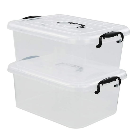 Readsky 8 Quart Lidded Storage Bins Plastic Storage Containers Clear And Black 2 Packs