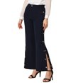 thumbnail image 1 of Allegra K Pantalones Largos Rectos De Trabajo Con Dobladillo Con Abertura Y Botones Para Mujer Azul marino oscuro L, 1 of 5