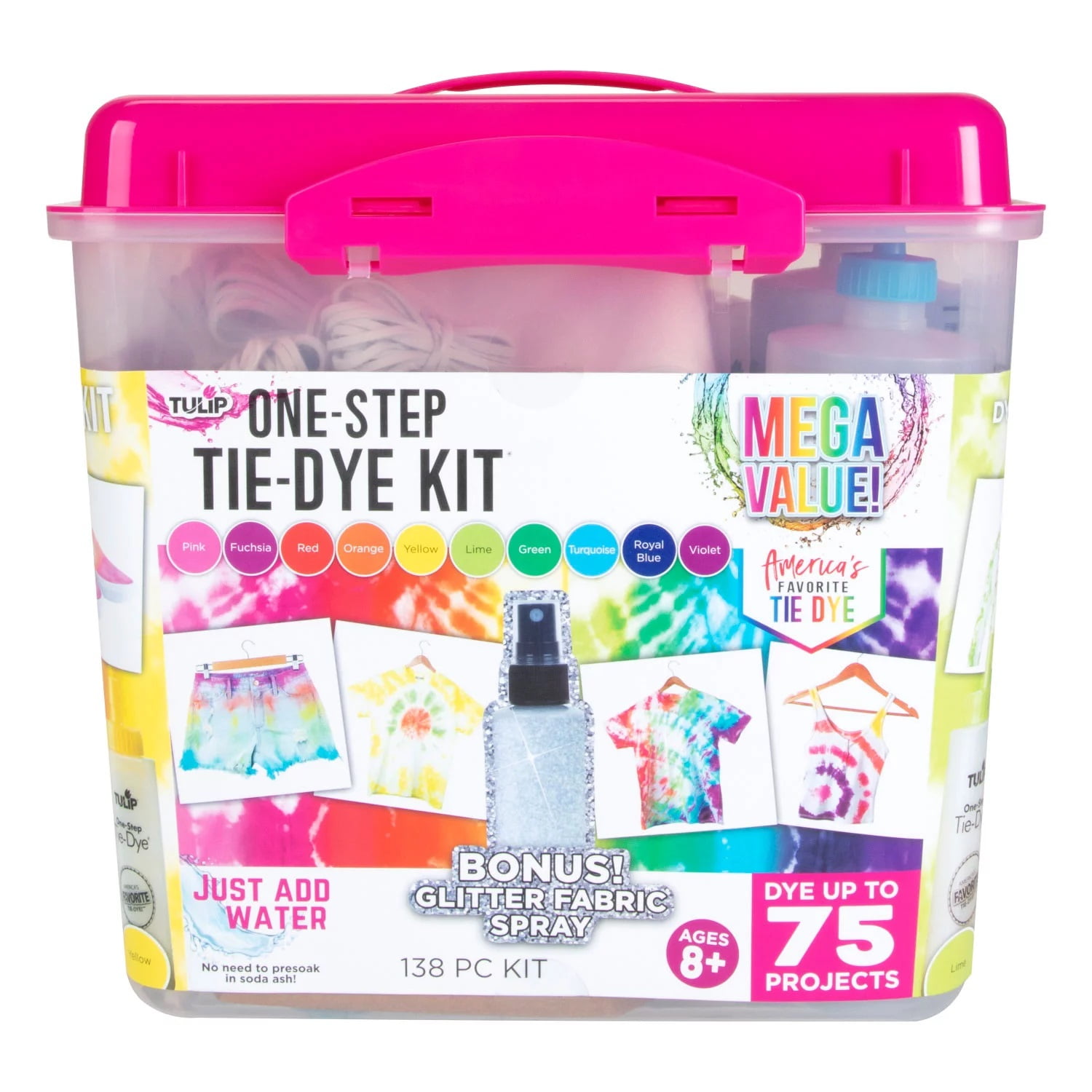 Tulip One-Step Tie-Dye Kit: 10-Color Mega Value Tub & Bonus Glitter