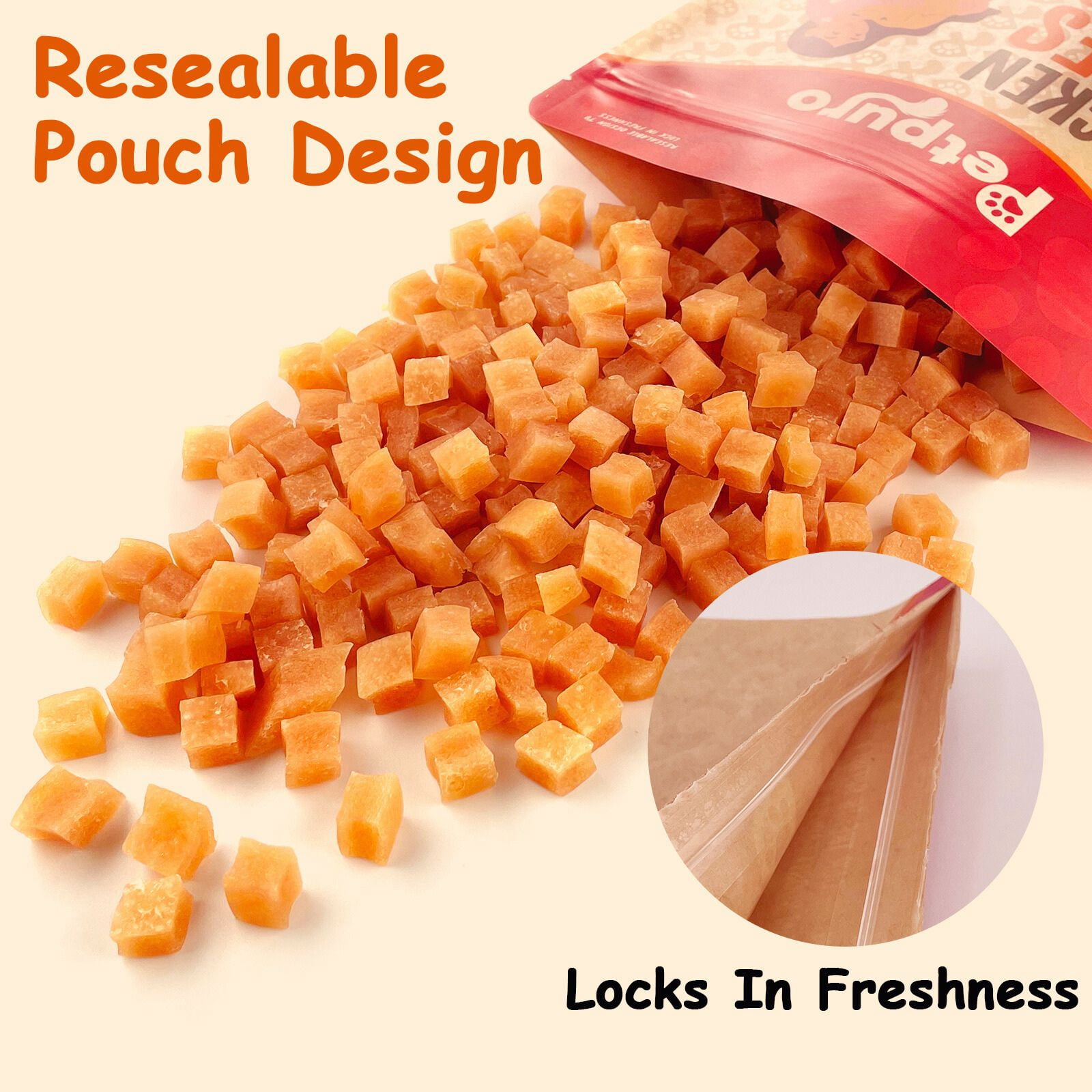 ( 2 Pack ) PETPURO Chicken Training Treats for Small Dogs and Puppies, Soft Chewy Bites, High Protein, Grain Free, 10.6 oz Resealable Bag