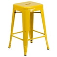 thumbnail image 3 of BizChair Commercial Grade 24" High Backless Yellow Metal Indoor-Outdoor Counter Height Stool with Square Seat, 3 of 13