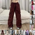 thumbnail image 4 of BUYISI Women S Hip Hop Overalls For Street Fashion High Waist Solid Color Trousers Gray XL, 4 of 9