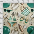 thumbnail image 3 of oneOone Cotton Poplin Teal Green Fabric Beach Quilting Supplies Print Sewing Fabric By The Yard 56 Inch Wide, 3 of 4