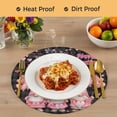 thumbnail image 4 of Galentine's Day Round 15 Inch Placemats Set of 6, Gnomes Pink Love Balloon Black Lattice HeatResistant Non Slip Place Mats for Dining Table, Wipeable Braided Kitchen Table Mats for Housewarming, 4 of 9
