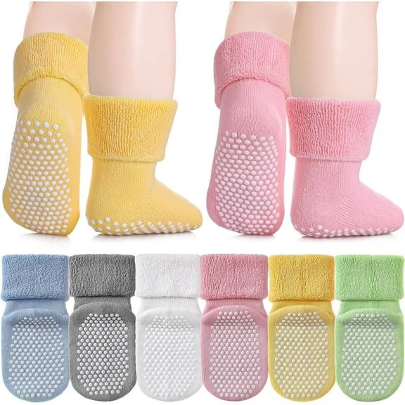 Baby Non Slip Socks with Grips Infants Toddler Kids Unisex Warm Thick Cotton Socks